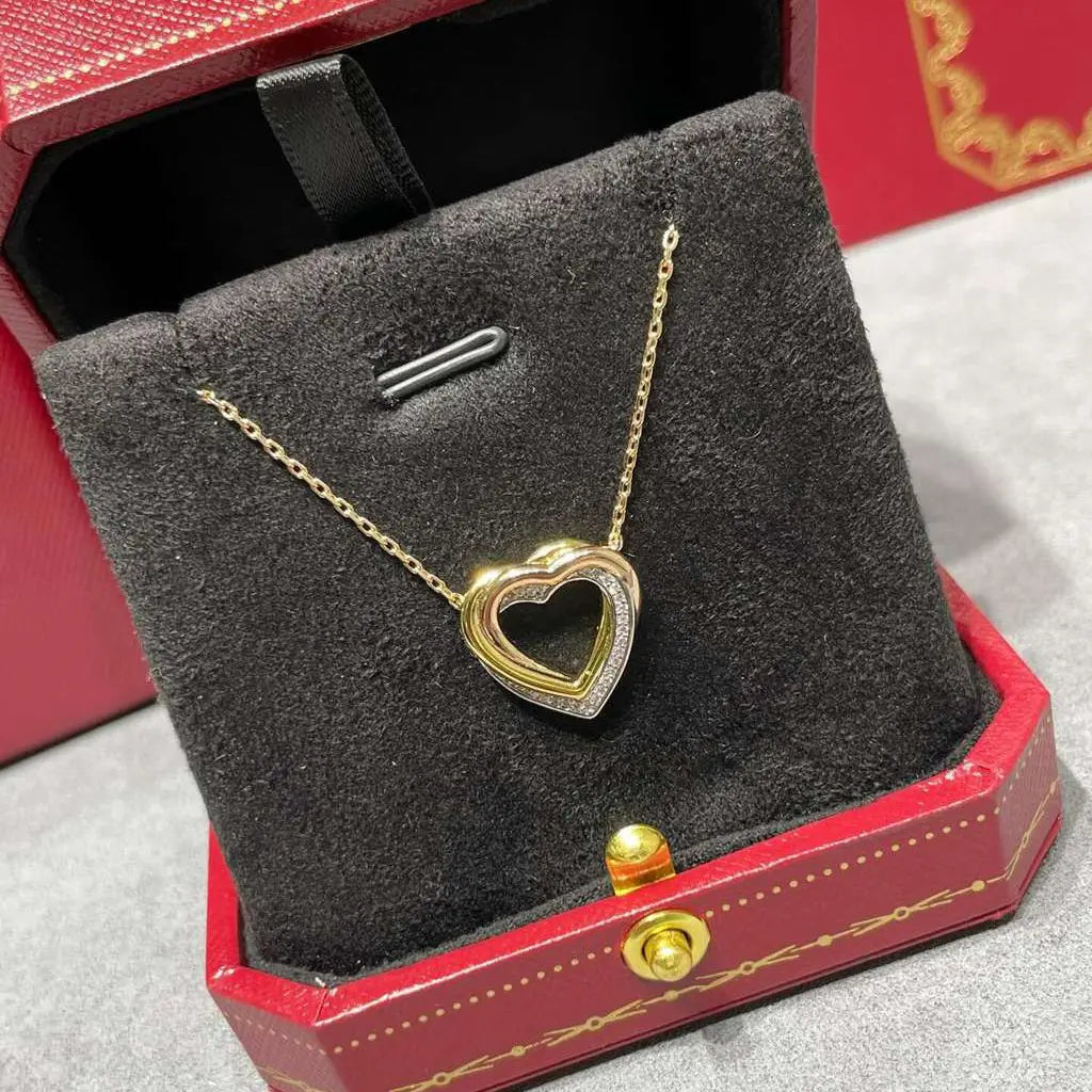 DUTRIEUXCN Diamond Heart Pave Pendant Necklace for Women