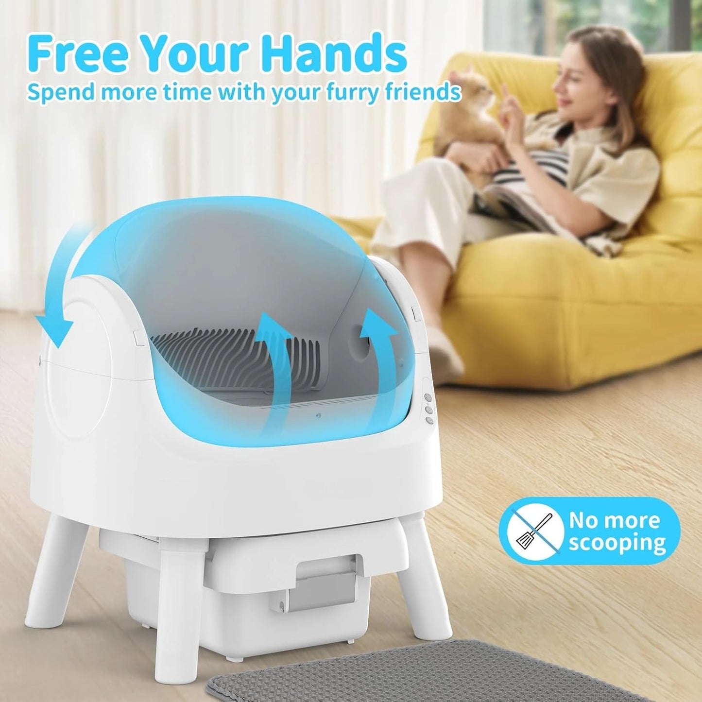 Self Cleaning Automatic Cat Litter Box for Multiple Cats
