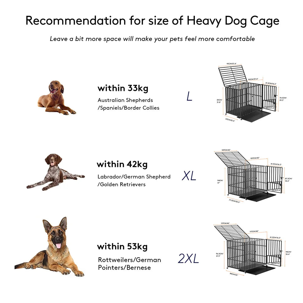 Borwarth Heavy Duty Dog Crate Chew Resistant Square Tube With Lockable Wheels