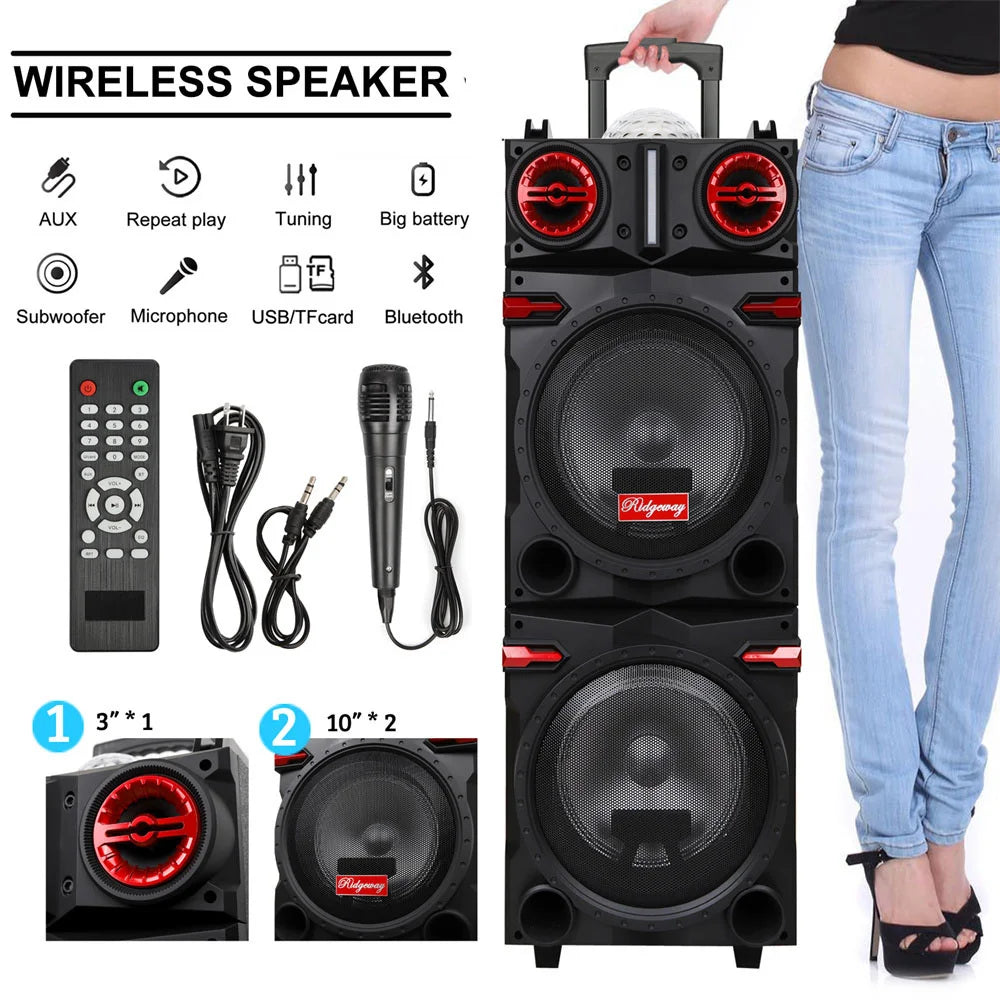 CURUK 9000W Bluetooth Speaker With Dual 10 Inch Subwoofers