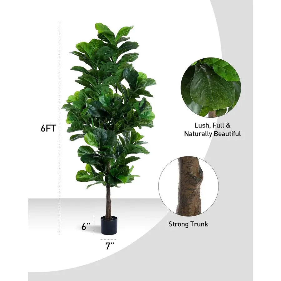 Artificial Fiddle Leaf Fig Tree Indoor Plant Faux Ficus Lyrata For Home Decor Decorative Accent