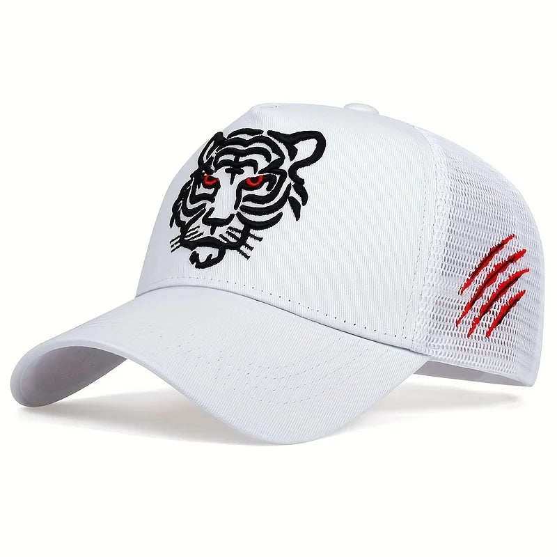 Tiger Head Embroidery Baseball Cap Unisex Adjustable Outdoor Hat