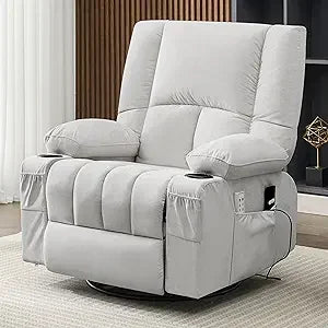 Rocker Recliner Chair With Heat And Massage 360 Swivel