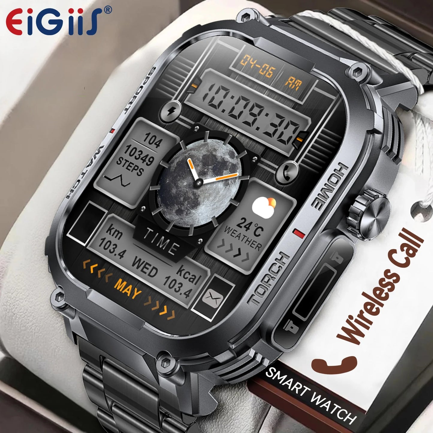 EIGIIS Smart Watch Men 3ATM Waterproof Compass Heart Rate
