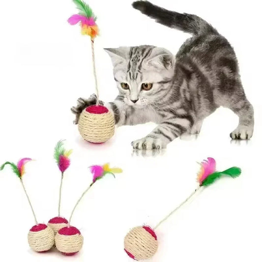Cat Toy Sisal Shuttlecock Ball With Feathers