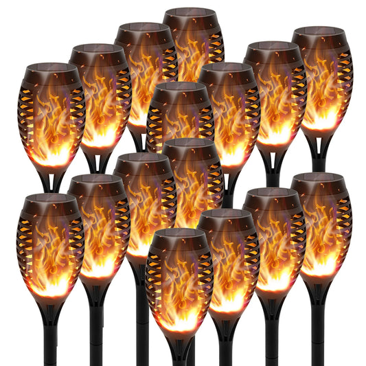 Solar Torch Lights With Flickering Flame Waterproof Outdoor Garden Path