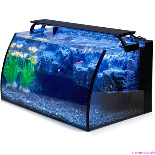 LED Glass Aquarium Starter Kit With Curved Wide View