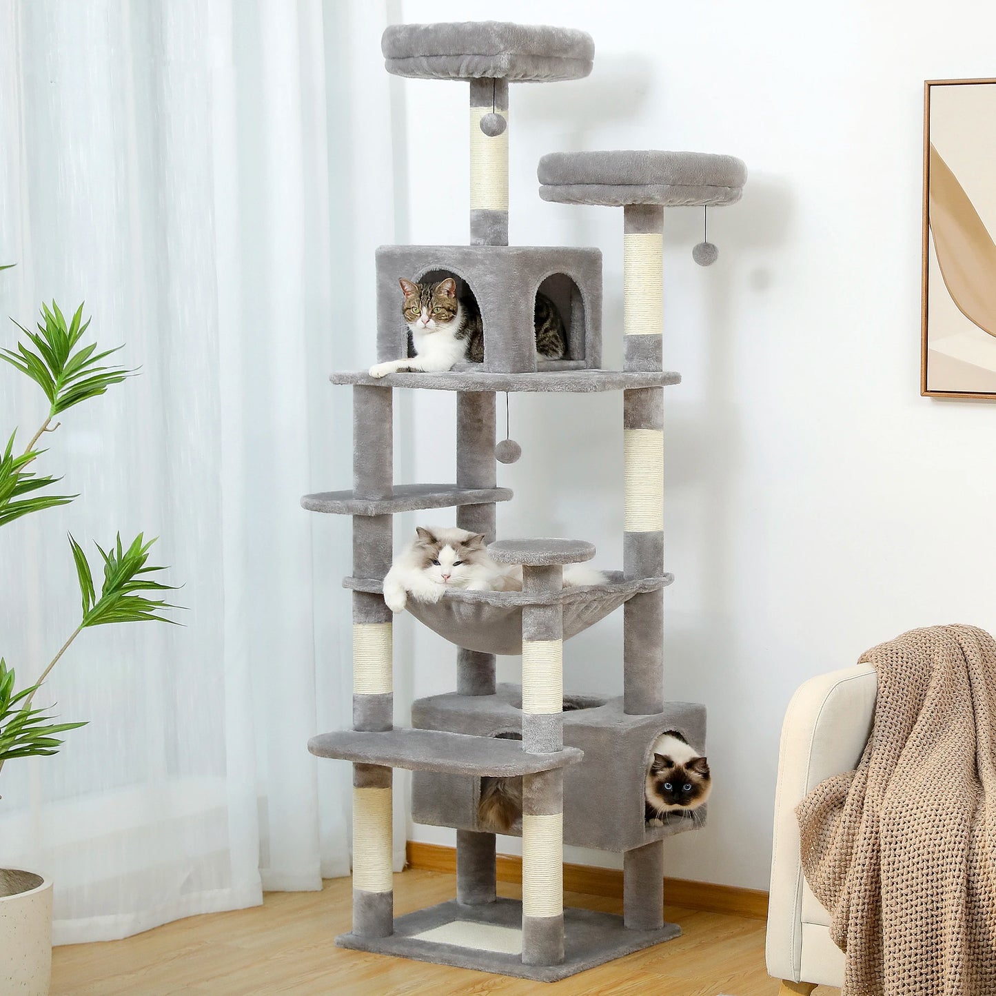 PEQULTICN Five-Level Cat Tree Tower With Scratching Posts