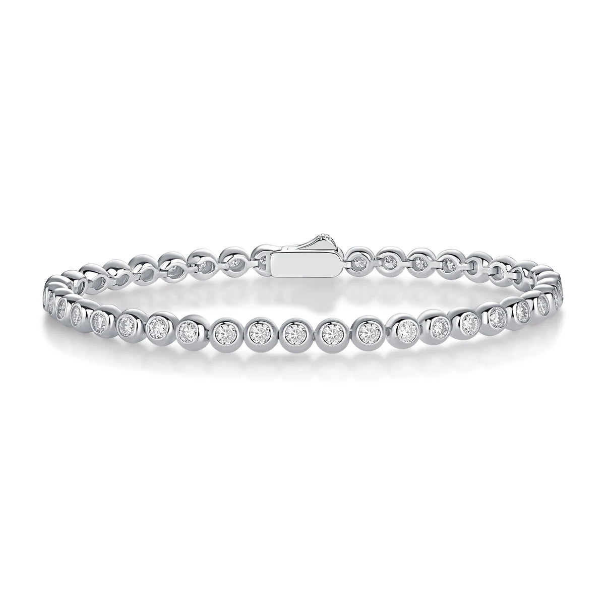 JIUZUAN Moissanite Tennis Bracelet 18K Gold Plated 925 Sterling Silver