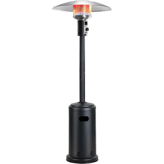Patio Heater Outdoor Gas Powered Tower Style With Wheels For Mobility And Outdoor Use