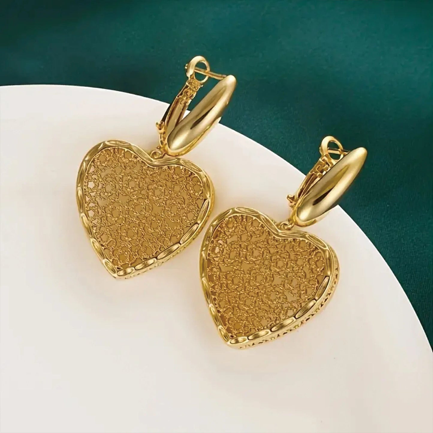 925 Silver Two Piece 18K Gold Plated Boho Heart Jewelry
