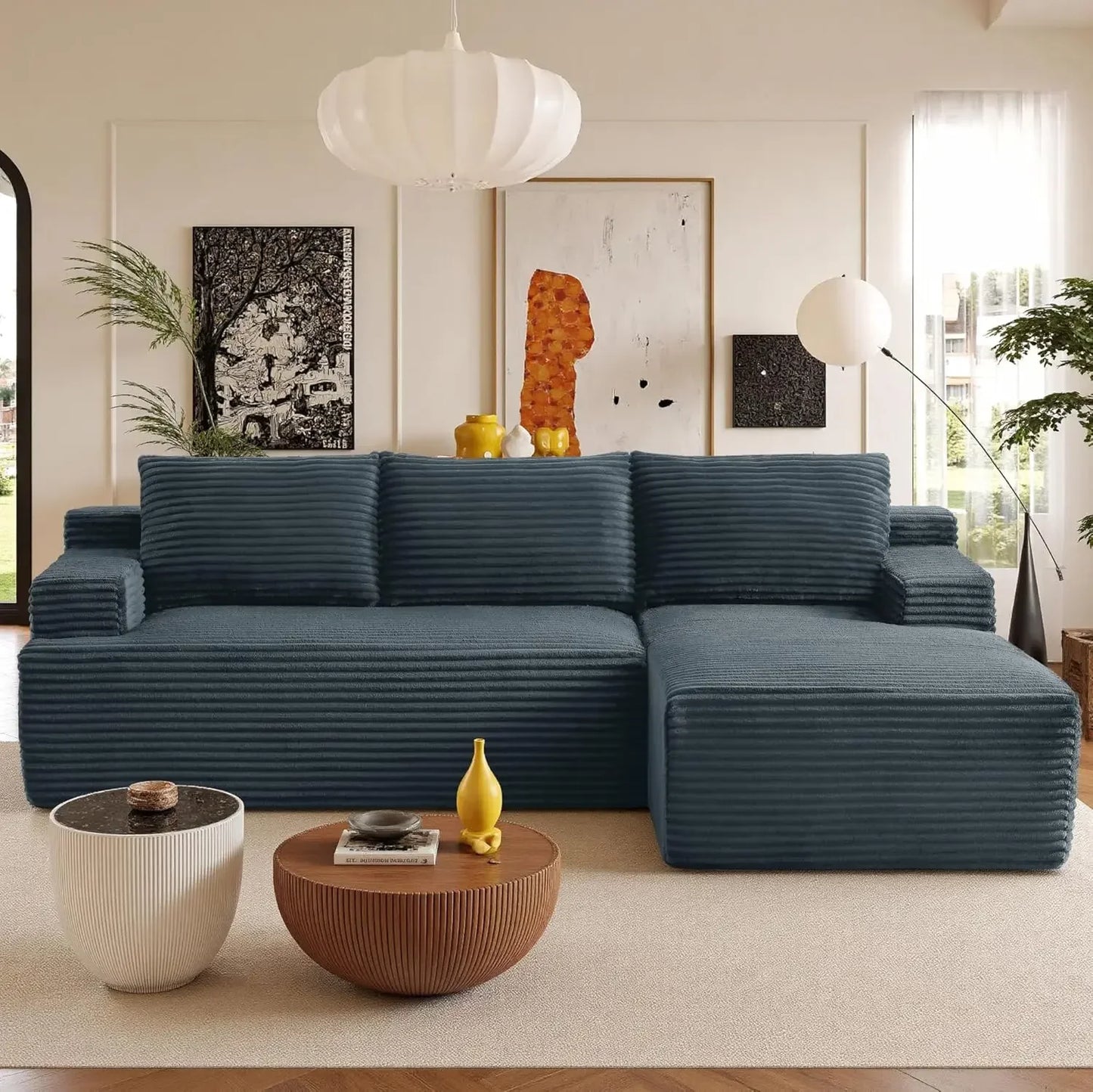 Luxurious Contemporary-Inspired Sectional Sofa L-Shaped Cloud Couch For Living Room