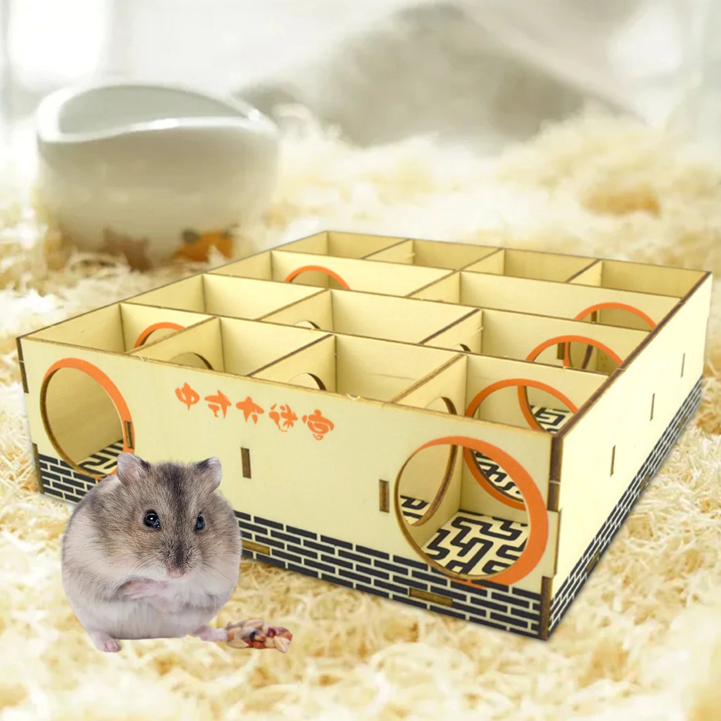 Wooden Hamster and Gerbil Maze Hideout Habitat Small Pet Toy
