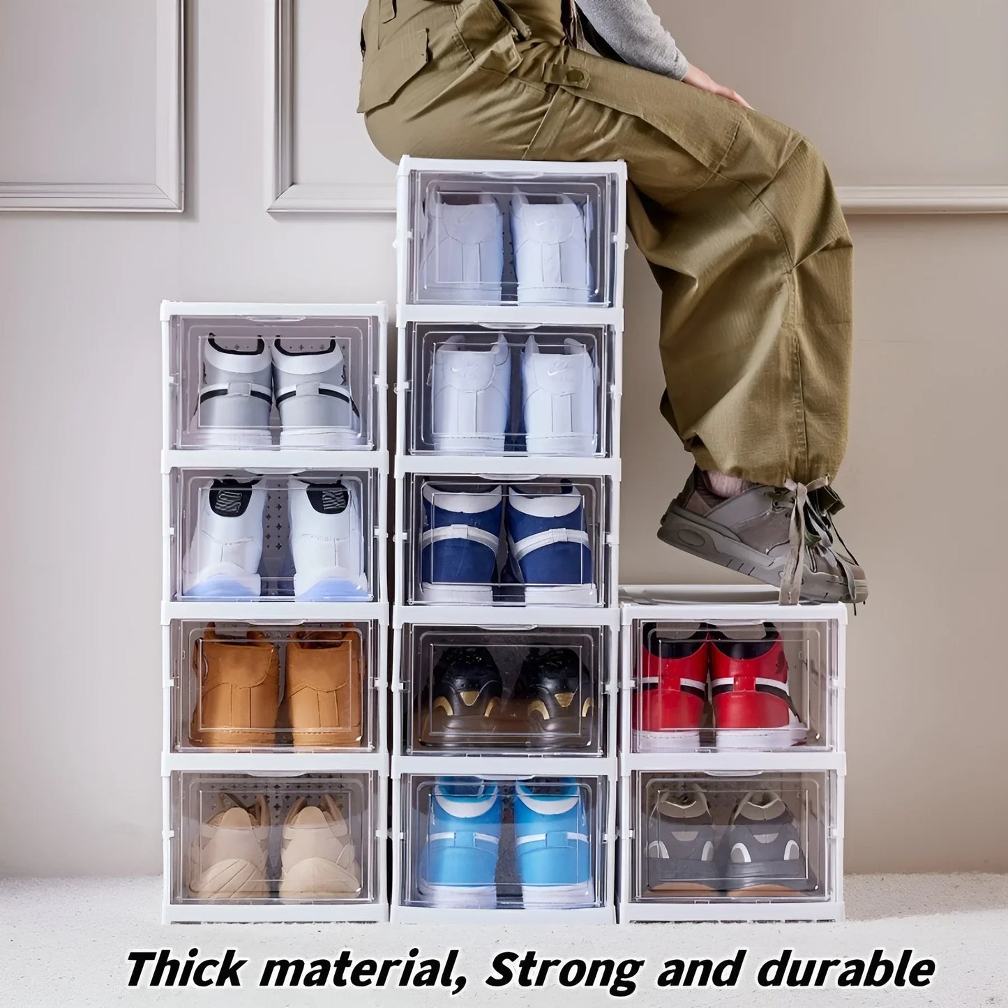 Foldable Transparent Shoe Storage Box For Sneakers Dustproof Stackable Organizer