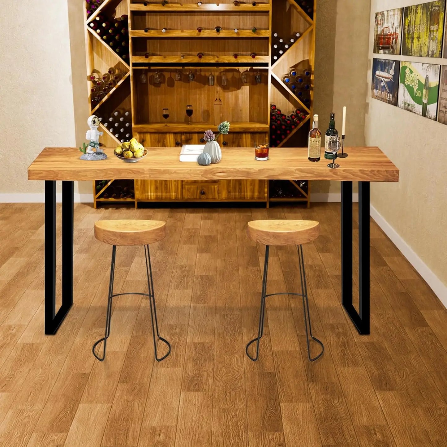 Solid Wood Bar Table Narrow Counter Height Rectangular Modern Pub Table for Home