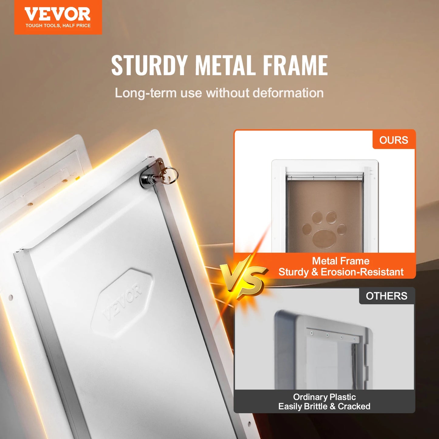SucceBuy Pet Door Metal Frame With Lock And 3-Flap System