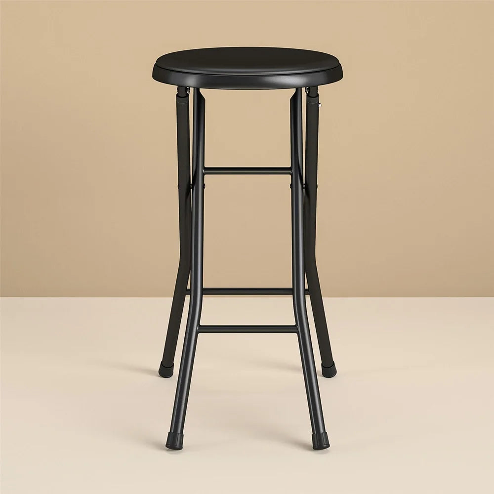 Folding Metal Stool Slip-Resistant Padded ErgonomicallyDesigned Portable Seating Indoor Use