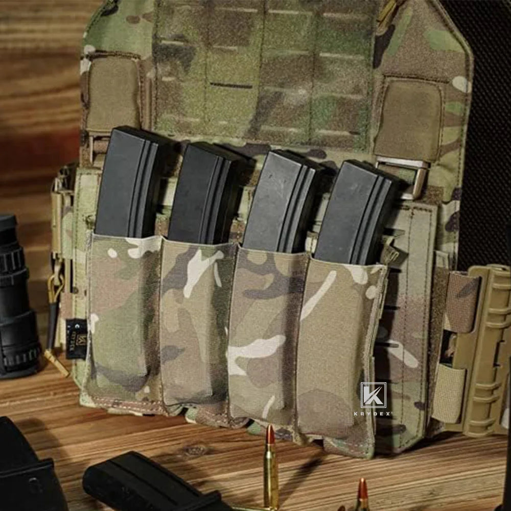 KRYDEX Quadruple Elastic Magazine Pouch MP7 KRISS Pistol MOLLE Holder