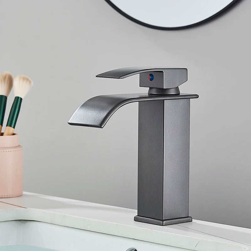 MYQualife Waterfall Bathroom Faucet Single Hole Vessel Sink Tap RS1607B