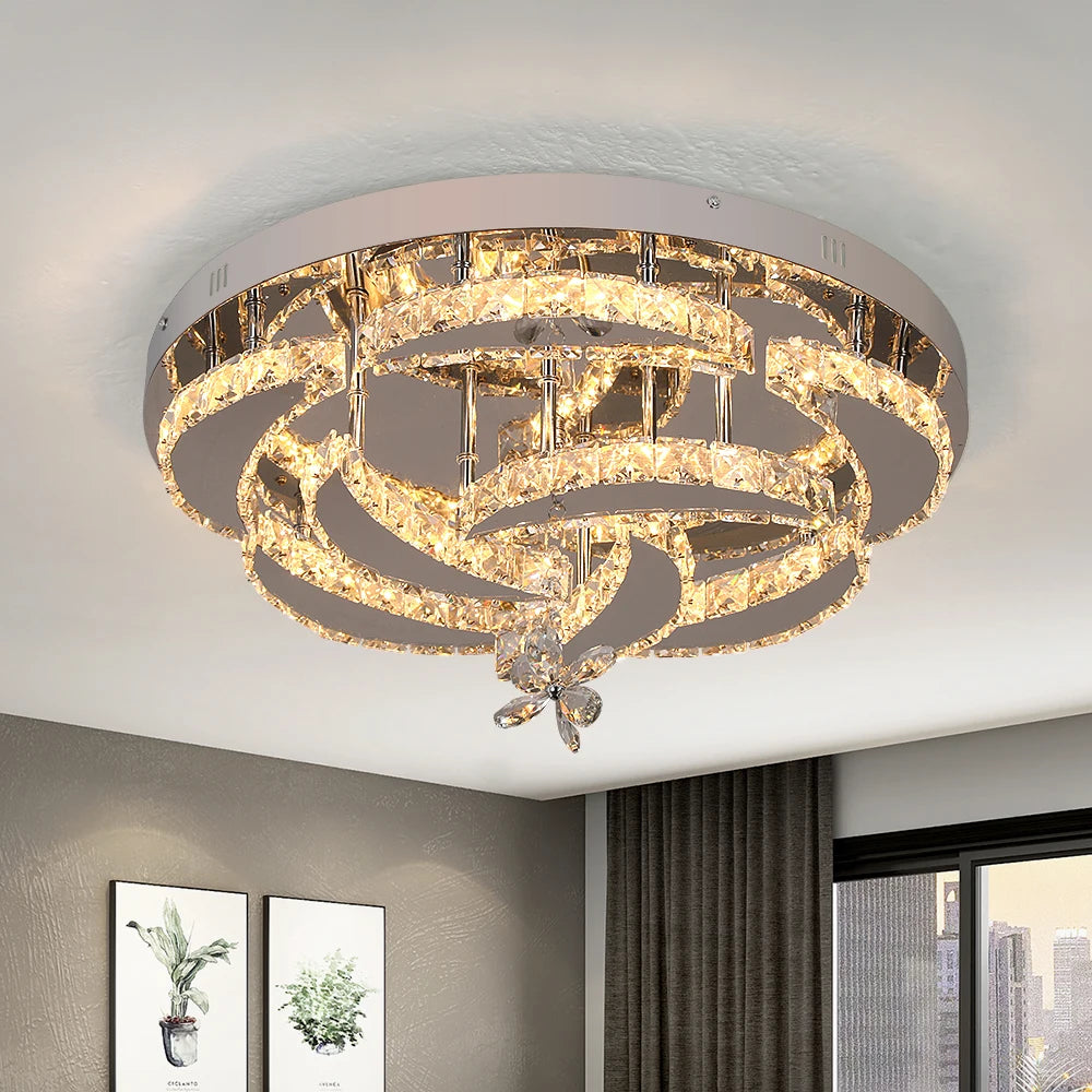 VETRULUS Luxury Crystal Chandelier Modern Ceiling Pendant Lamp Dimmable