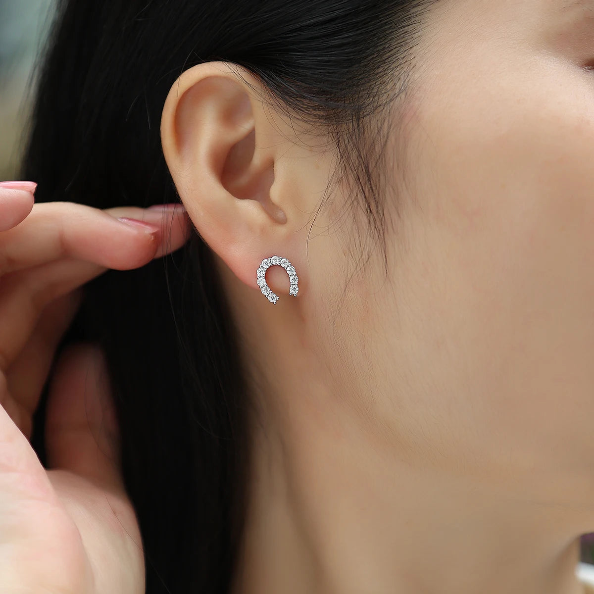 JIUZUAN Moissanite Hoop Earrings 925 Sterling Silver 18K Gold Plated