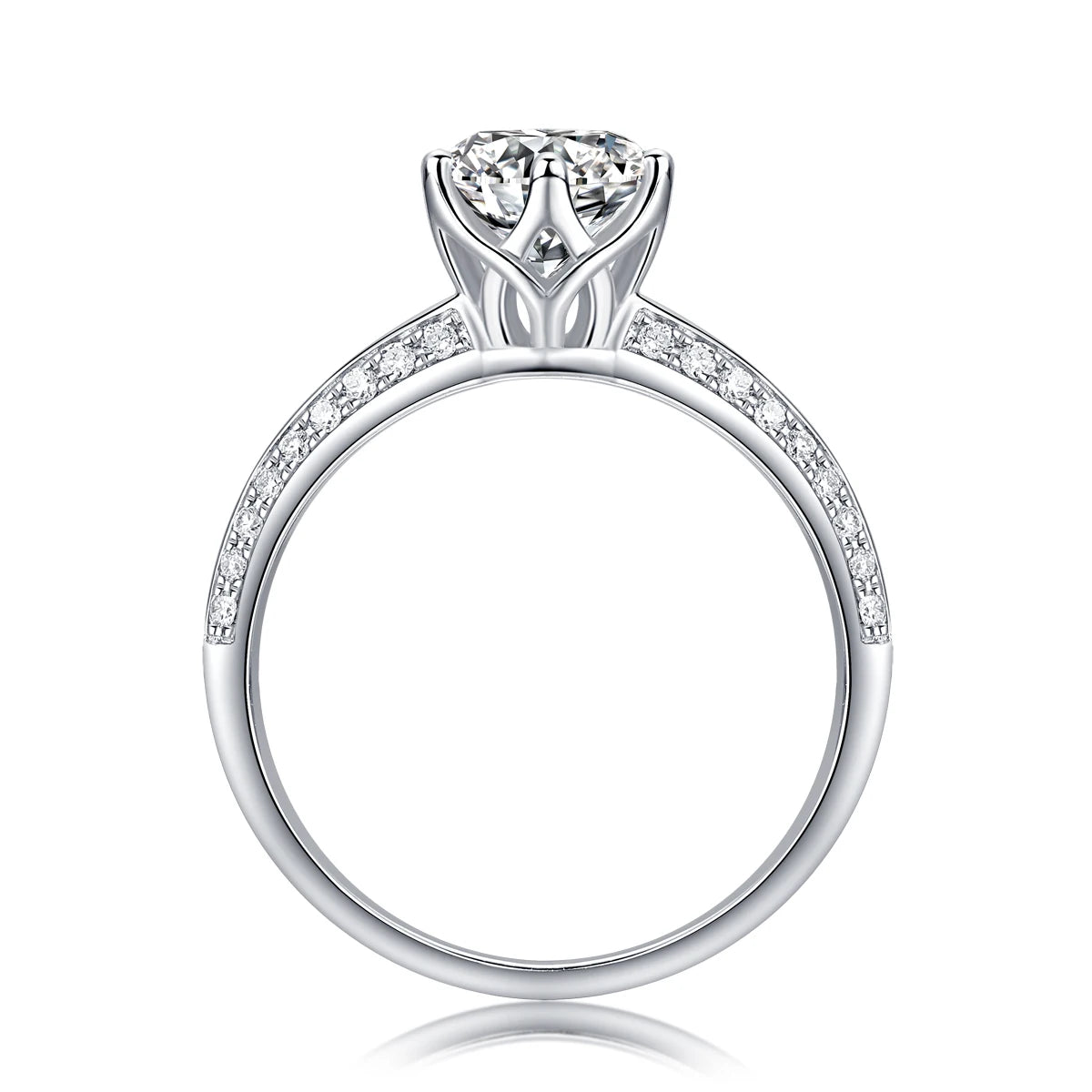 Moissanite Ring 925 Sterling Silver 18K Gold Plated GRA Certificate