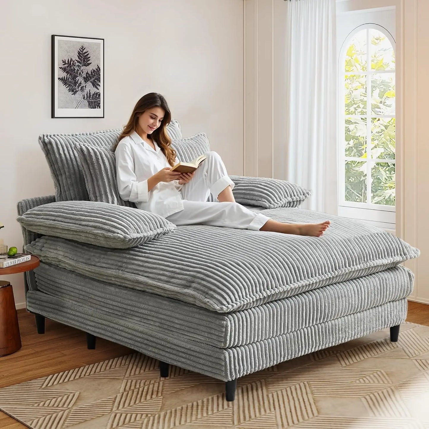 Chaiselounge Indoor Sofa Bed With Adjustable Backrest Comfortable Seating Durable