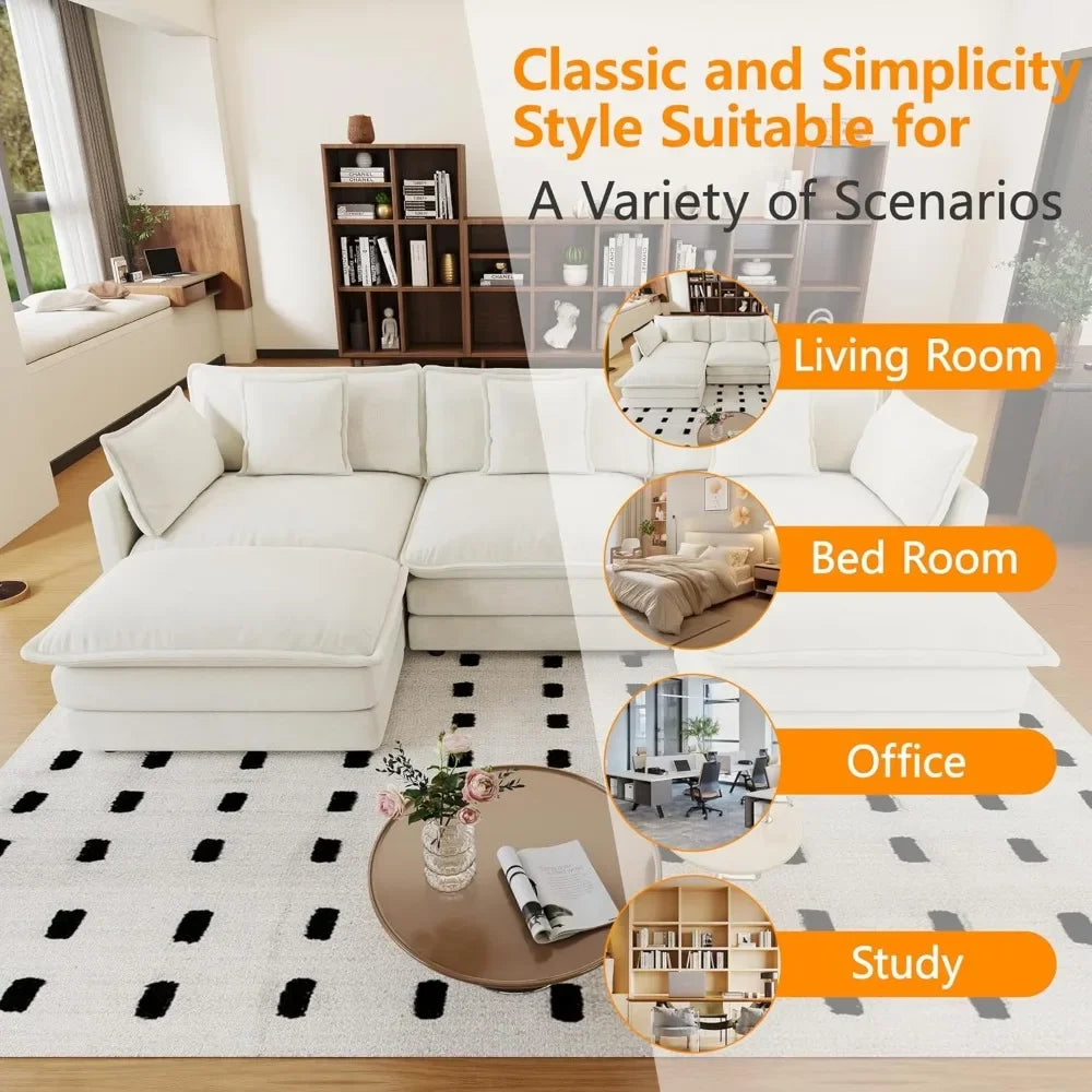 Modern Chenille Cloud Couch Loveseat Modular Sectional