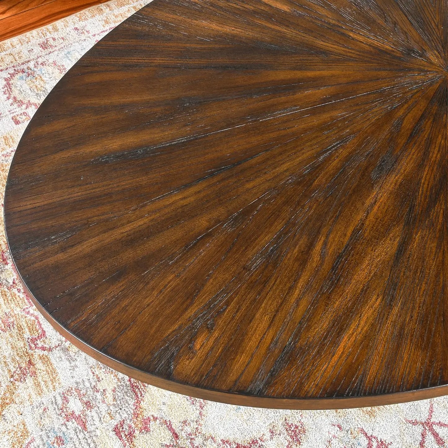 Solid Wood Oval Coffee Table With Cross Metal Legs