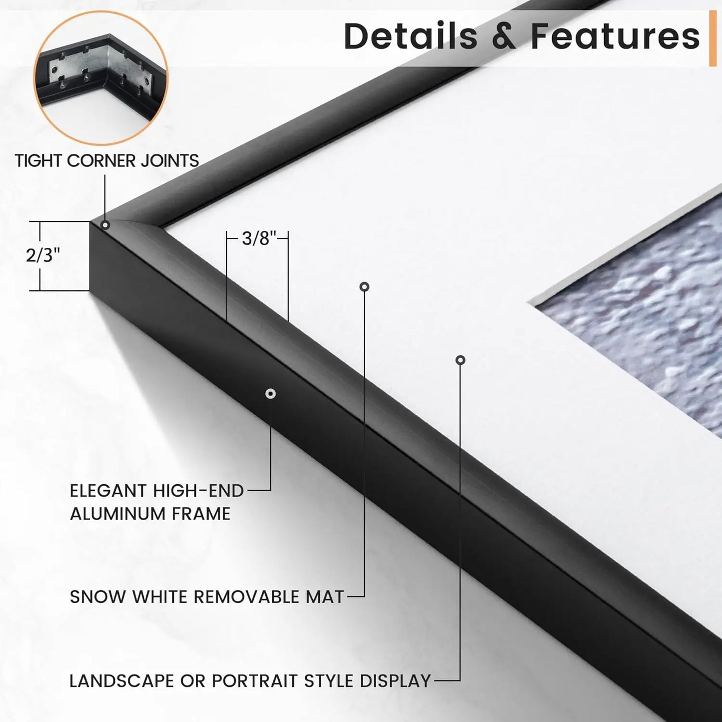 3pcs 30x40 50x70cm Picture Frames Aluminum Modern Photo Frame Black With Mat For Wall Art Mounting Canvas Print Home Decor