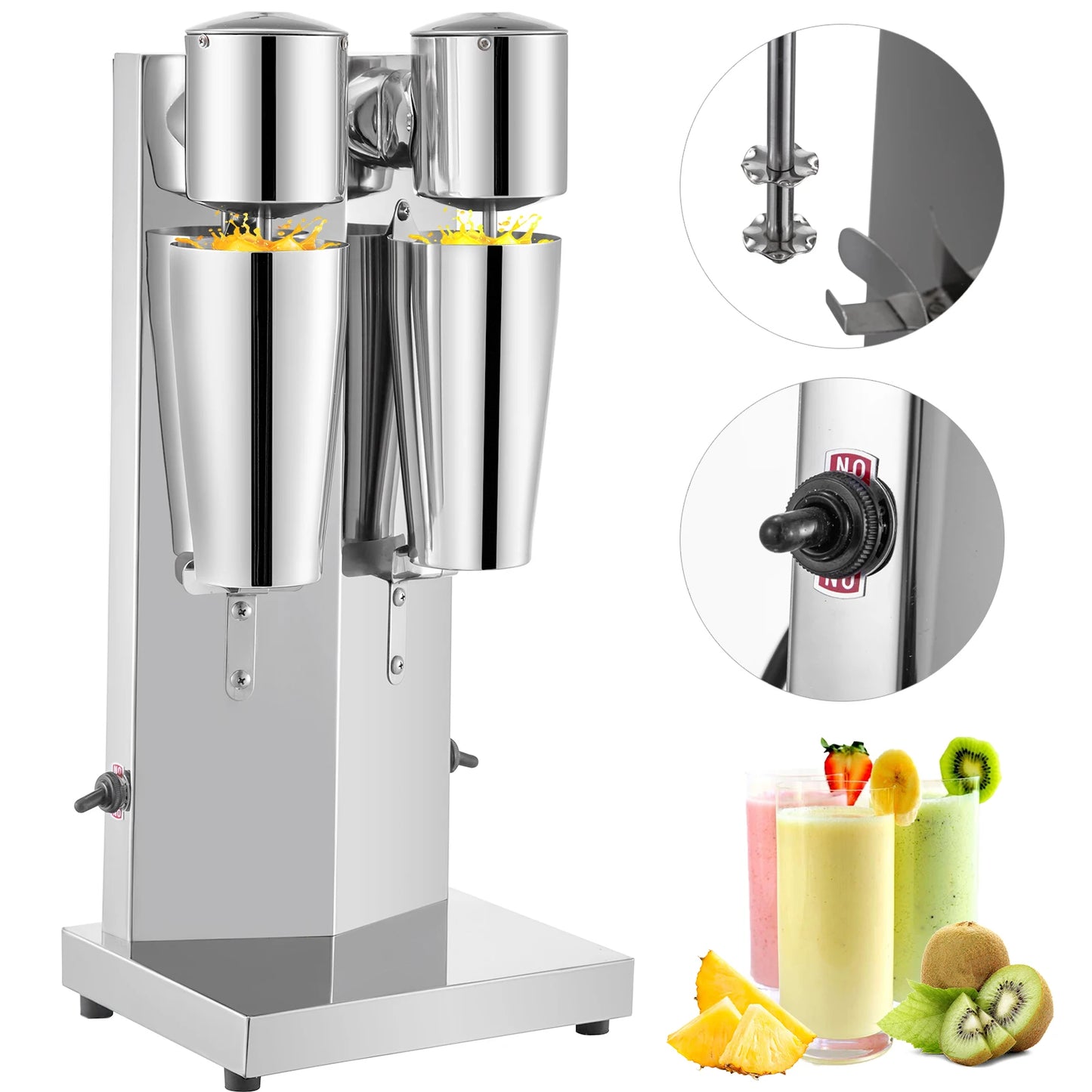 SucceBuy Milk Shake Machine 800ML Commercial Auto Double Cups Milkshaker Stainless Steel Shaking Maker Bubble Boba Drink Mixer
