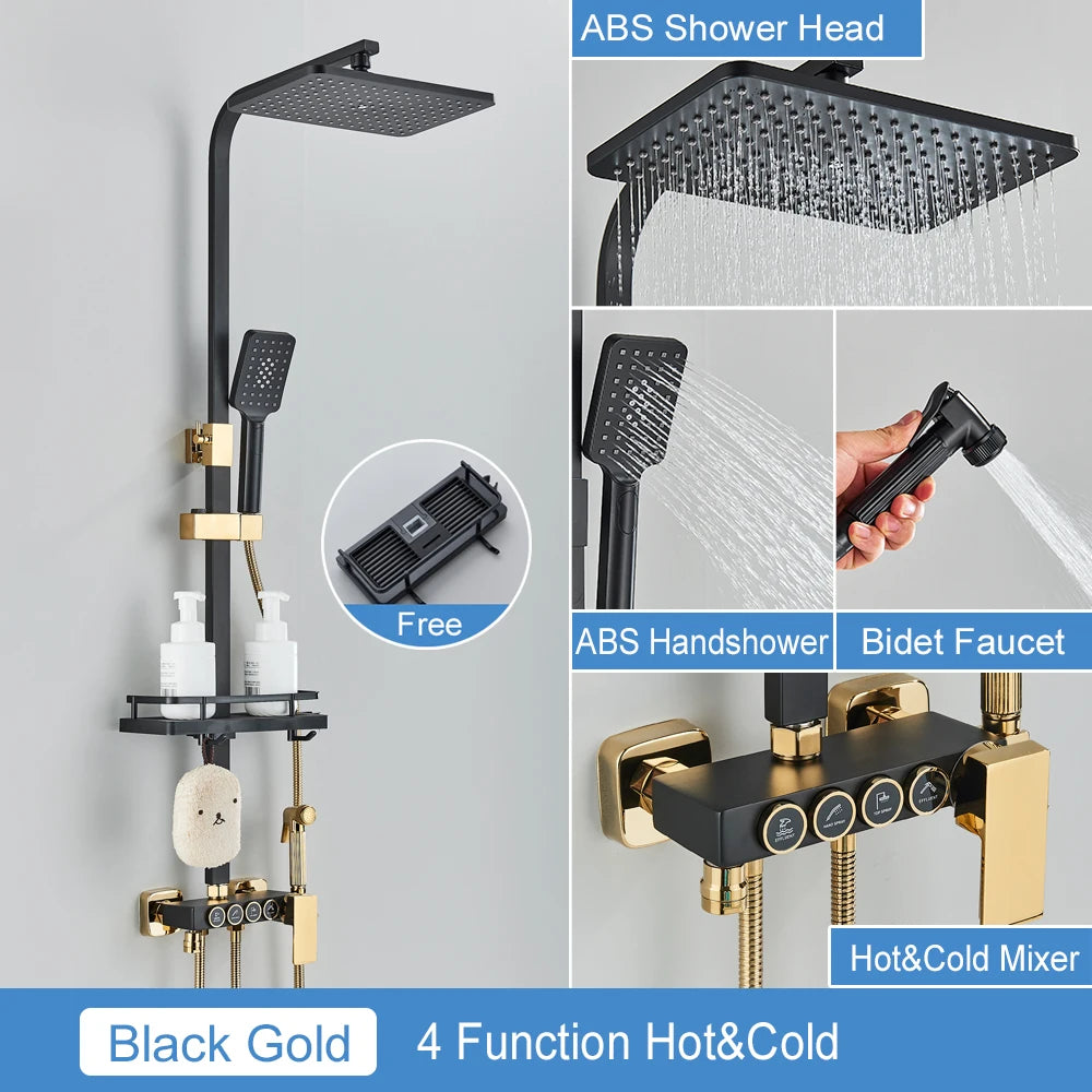 MYQualife Thermostatic LCD Shower Faucet Set With Digital TemperatureReadout Rainfall