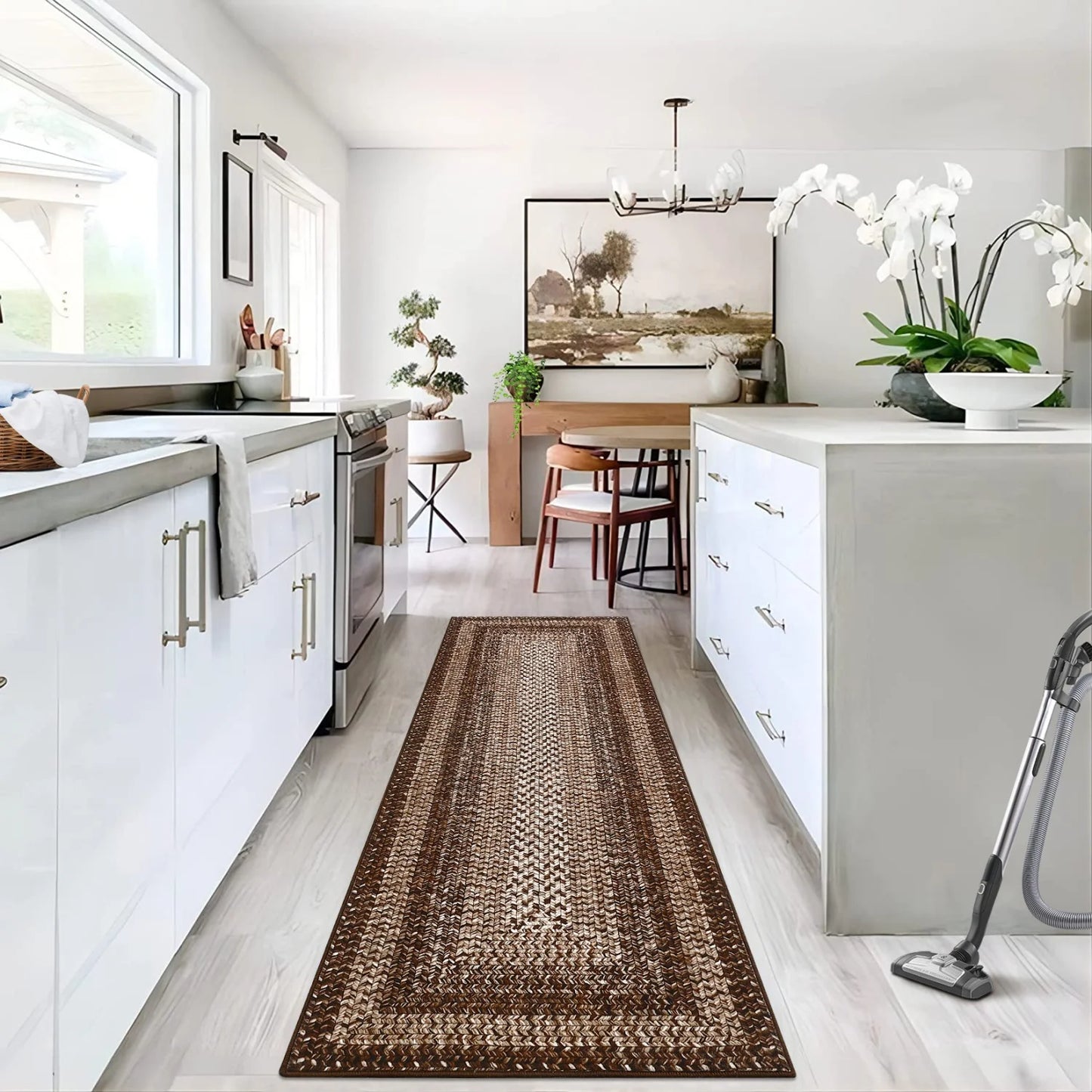 HiMIS Washable Braided Area Rug Non Slip For Living Room
