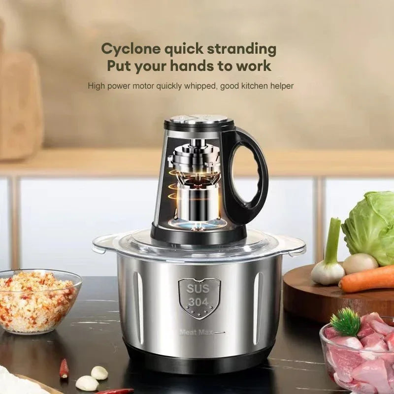 Electric Meat Mincer Grinder 304 Stainless Steel Chopper 5L Food Processor Garlic Mud Maker Vegetable Food Chopper Meat Slicer
