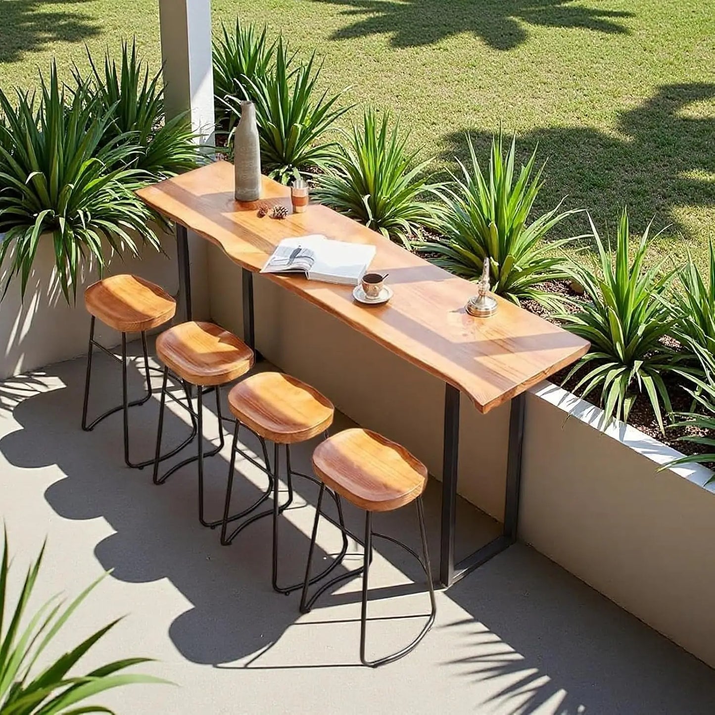 Solid Wood Bar Table Narrow Counter Height Rectangular Modern Pub Table for Home