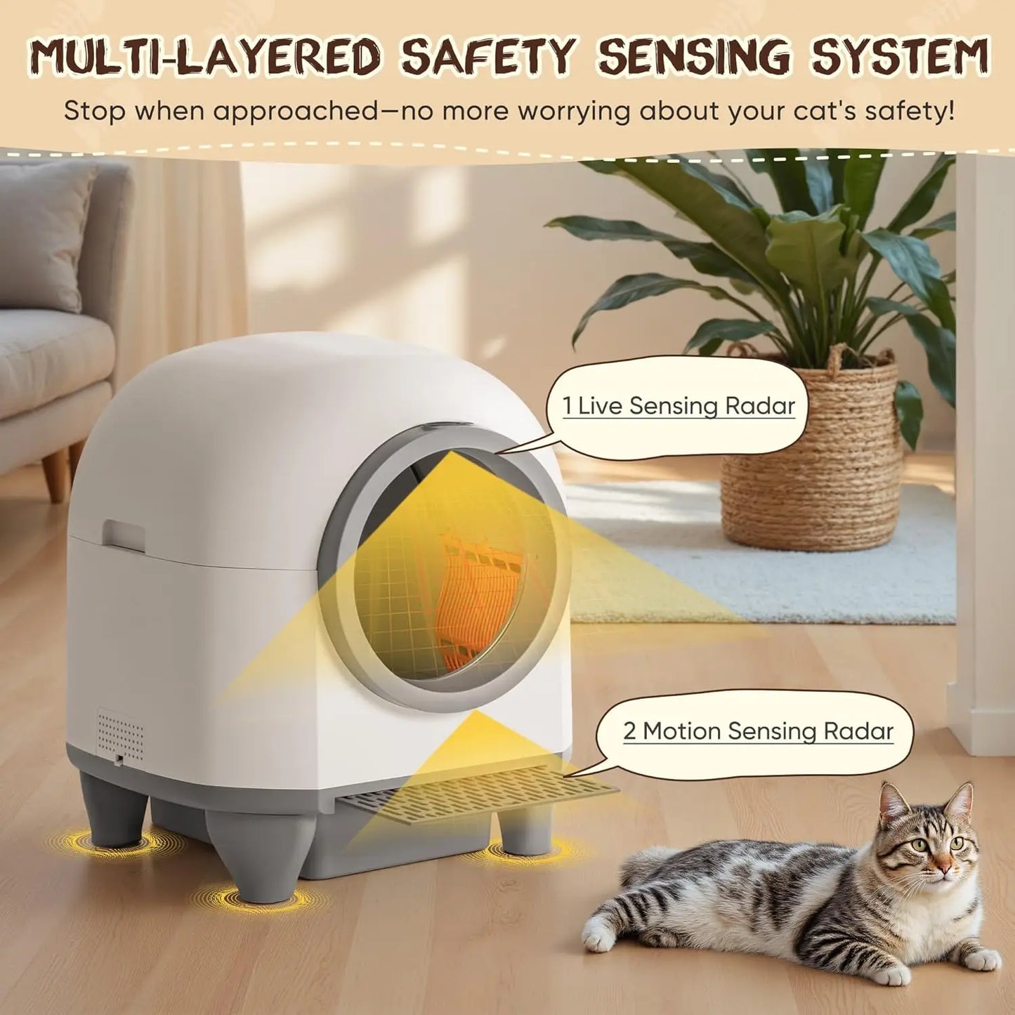 Automatic Self-Cleaning Litter Box With App Control And Safety Protection