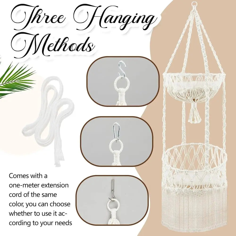 Double Deck Cat Hammock with Cushion Hanging Bed Swing Cat Tree Door Hanger or Playing Climbing Lounge