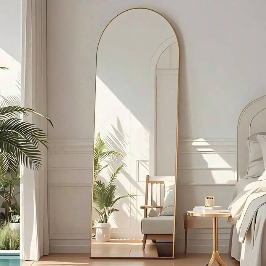 Arched Full Length Floor Mirror Wall Mounted Elegant Home Decor