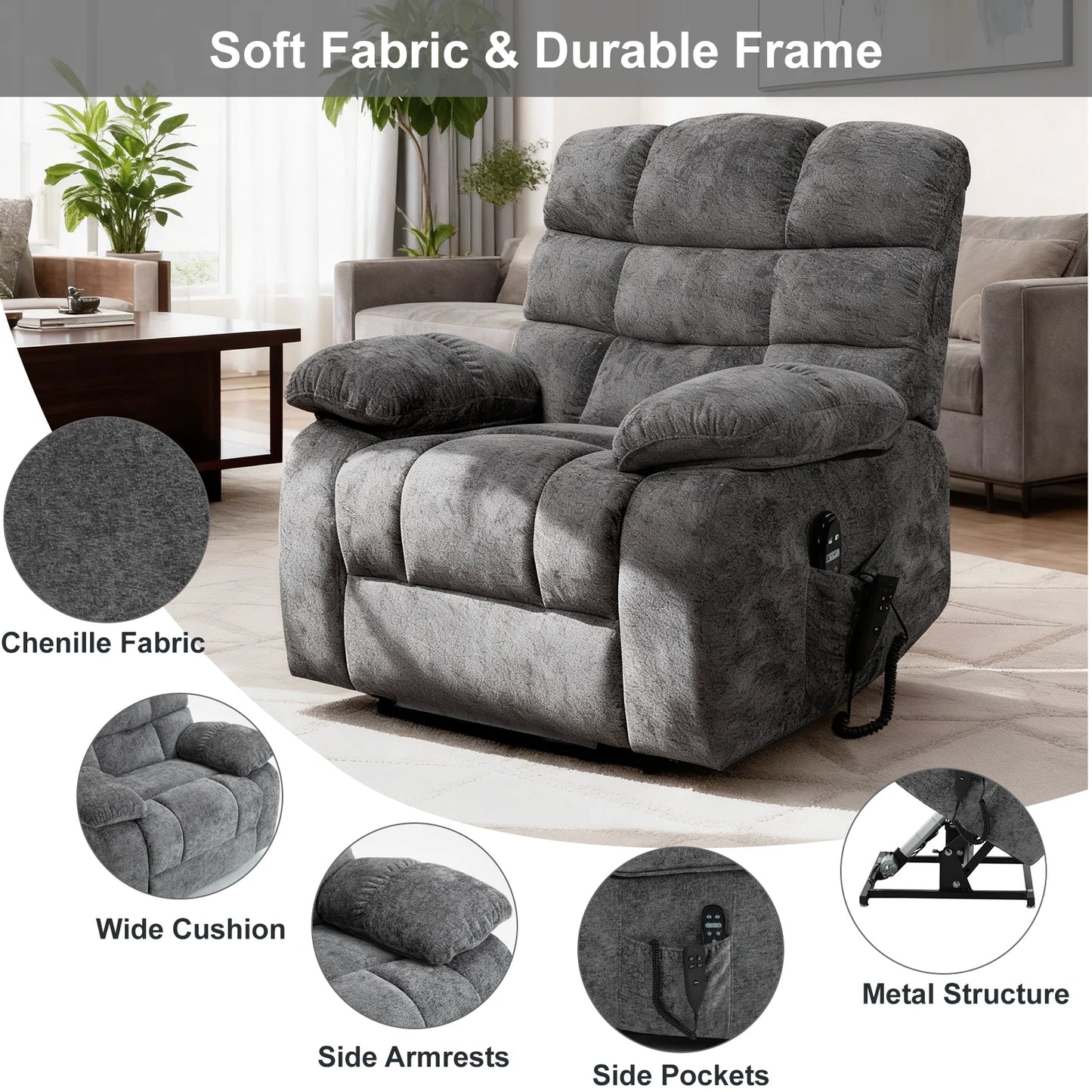 Redlife Heat Massage Power Lift Recliner Chair For Elderly