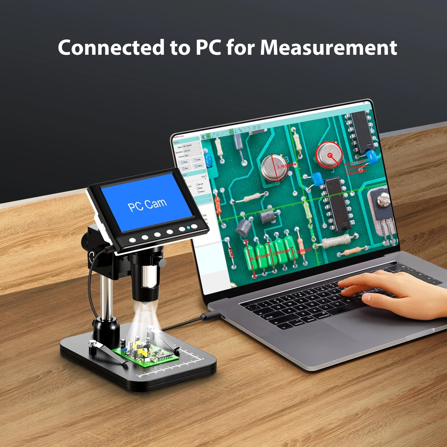 Hayve Digital Microscope 1000X With Eight LEDs PC View