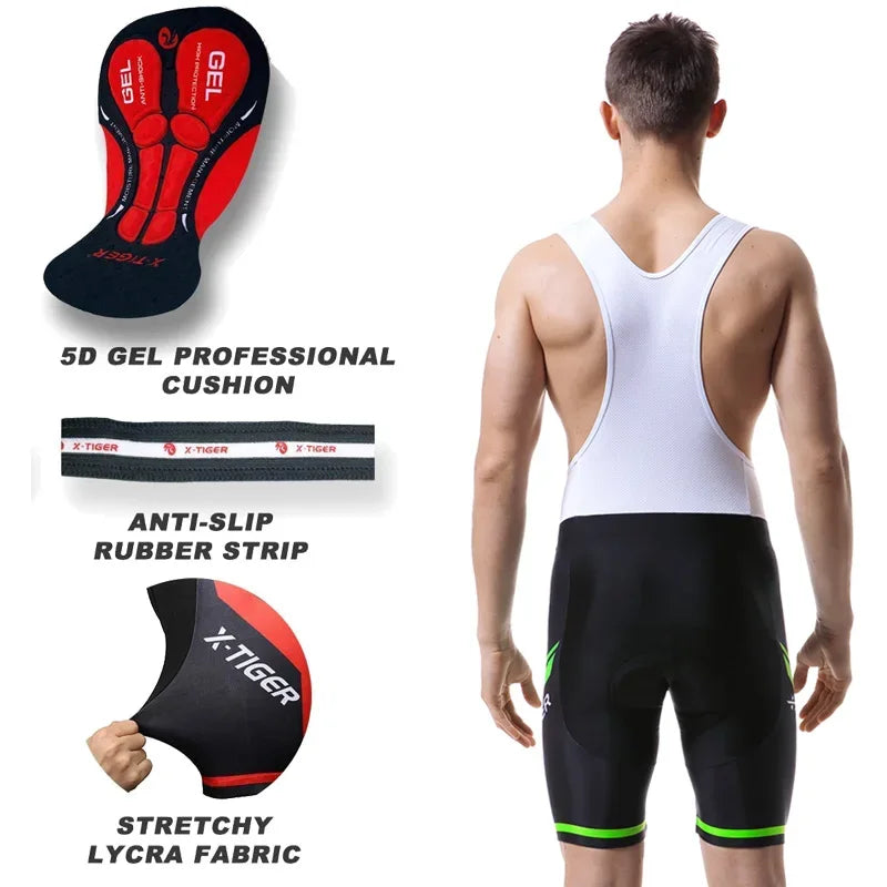 X-TIGER Pro Cycling Bib Shorts MTB With 5D Gel Pad
