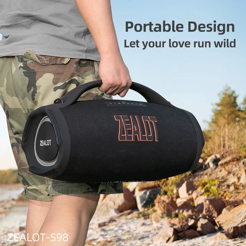 ZEALOT Portable Bluetooth Speaker 160W Waterproof TWS Subwoofer USBEnabled RGBLighting