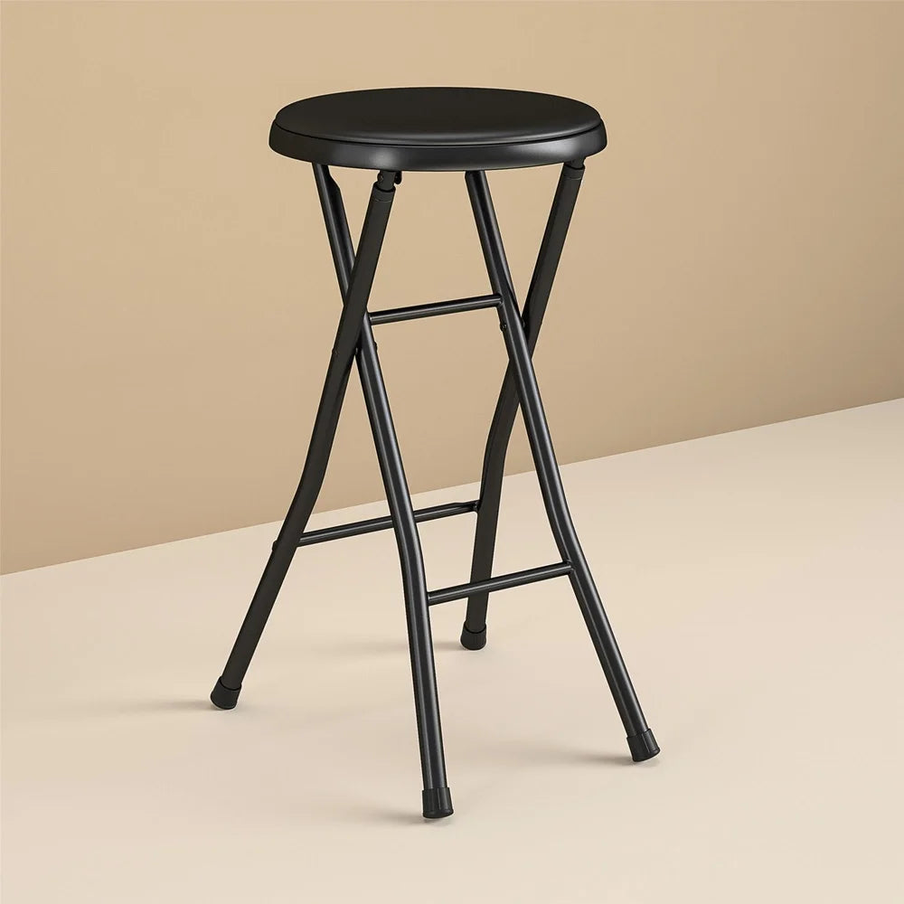 Folding Metal Stool Slip-Resistant Padded ErgonomicallyDesigned Portable Seating Indoor Use