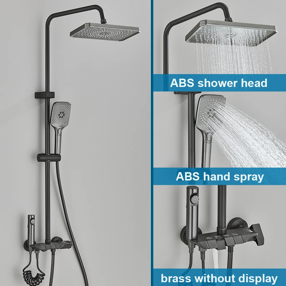 SAFLIHCAR Digital Display 4 Function Wall Mount Shower System Faucet Hot Cold Water