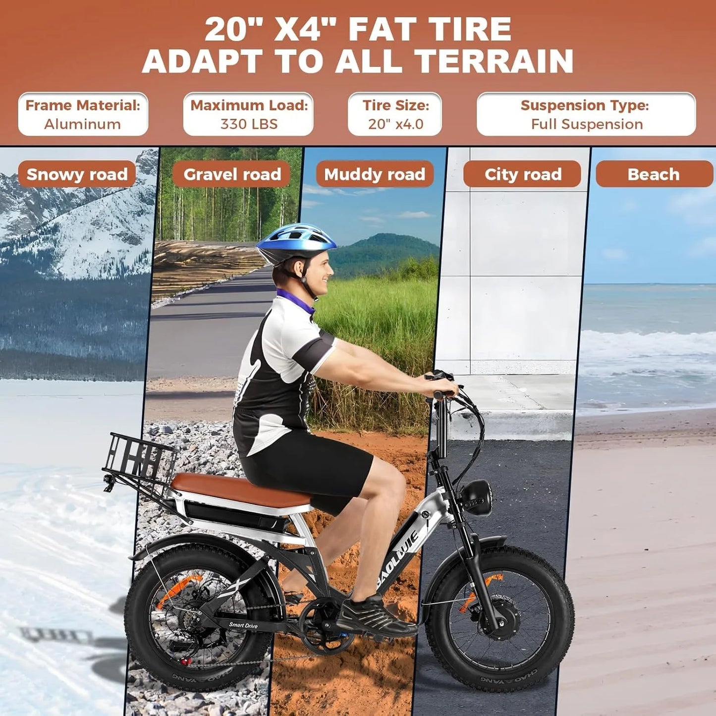 Baolujie Dual Motor 2000W Electric Bike Full Suspension