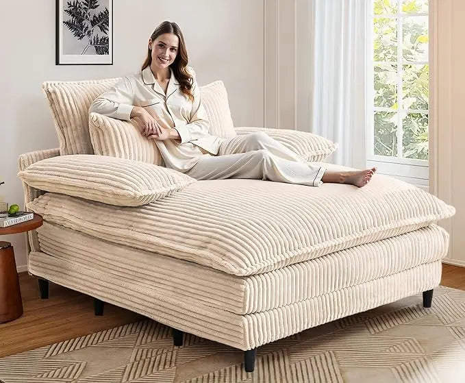 Chaiselounge Indoor Sofa Bed With Adjustable Backrest Comfortable Seating Durable