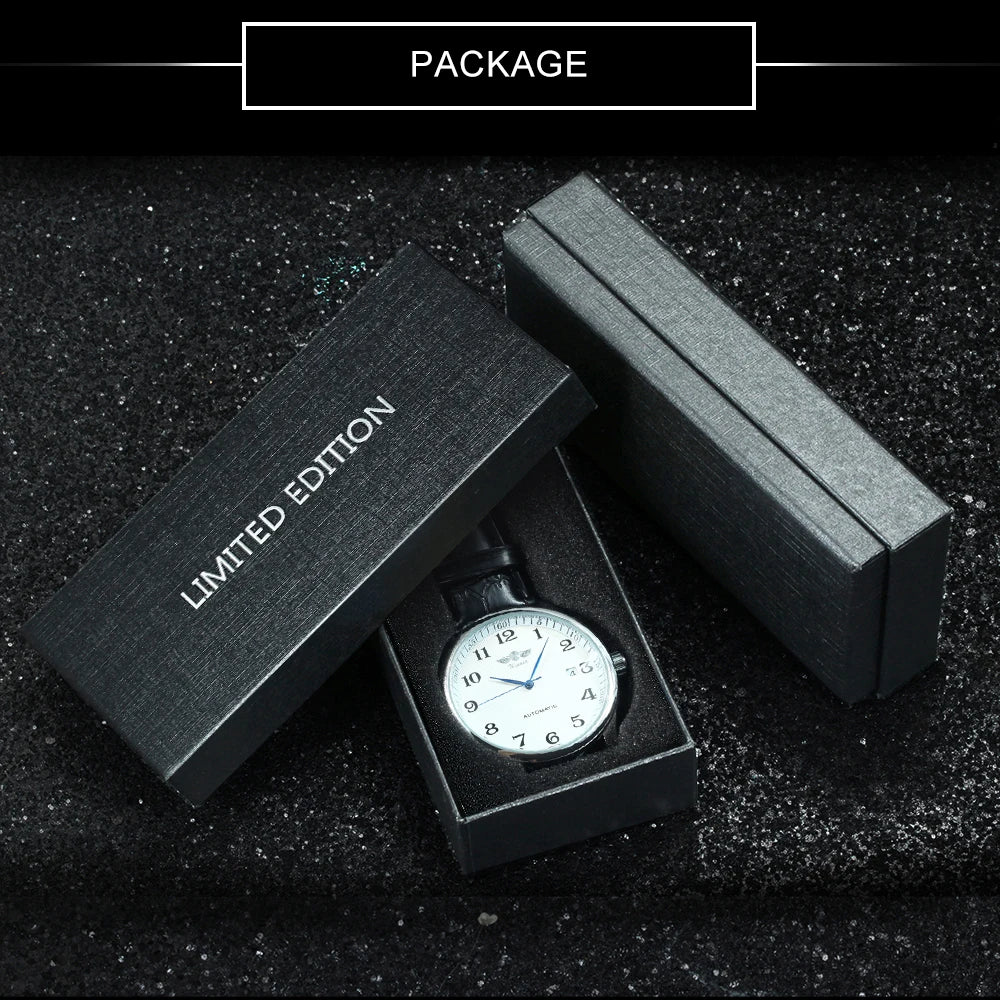 AOKULASIC Classic Business Automatic Mechanical Watch For Men Leather Strap