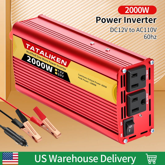 Tataliken 600W-2500W Inverter 12V/24V To 110V 60Hz VehicleMounted Household OffGridReady
