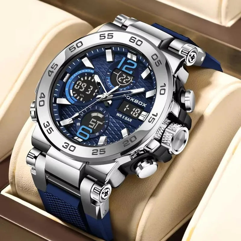 Foxbox Sports Analog Digital Quartz Watch With Silicone Strap