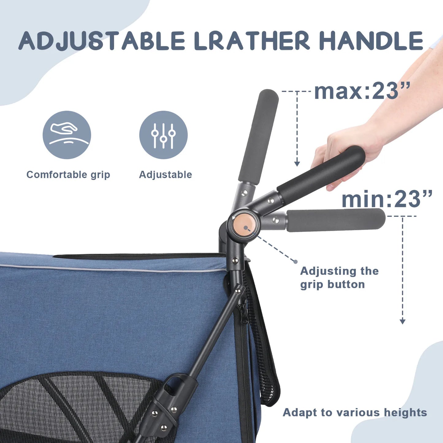 Wedyvko Pet Stroller 4 Wheel Travel Jogger For Dogs And Cats